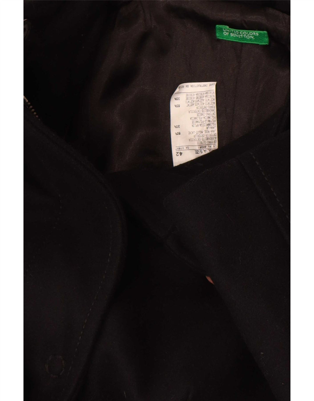 Γυναικείο Παλτό Benetton IT 42 Μεσαίο Μαύρο Μαλλί