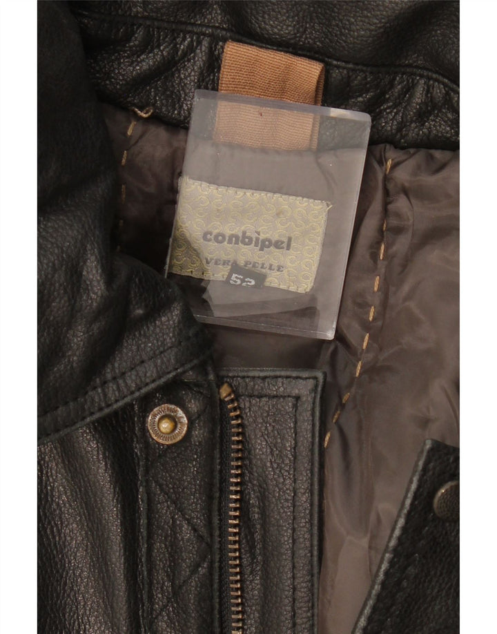 CONBIPEL Ανδρικό Δερμάτινο Παλτό με Κουκούλα IT 52 Δερμάτινο Μεγάλο Καφέ