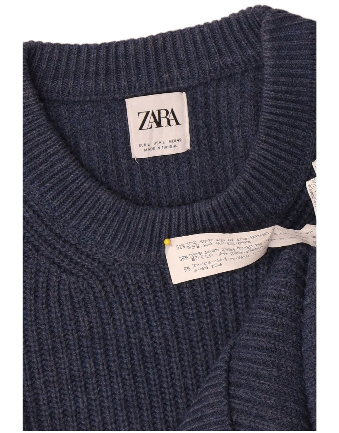 Ανδρικό πουλόβερ Zara Crew Neck Jumper Μεγάλο Μπλε Ακρυλικό