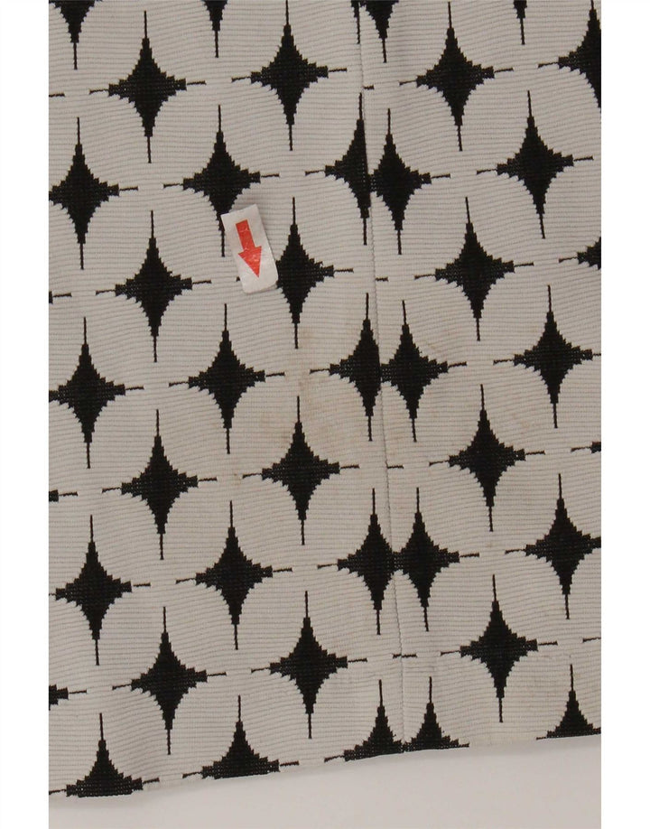Zara Γυναικείο Abstract Pattern Φόρεμα A-Line UK 12 μεσαίο λευκό βαμβακερό