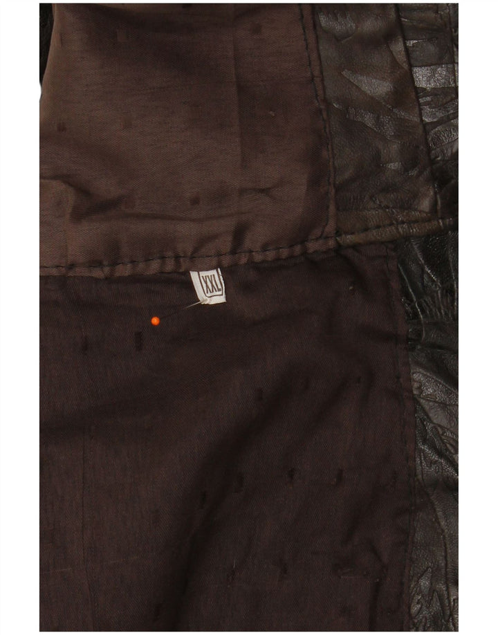 VINTAGE Ανδρικό Δερμάτινο Γιλέκο 2XL Καφέ Patchwork