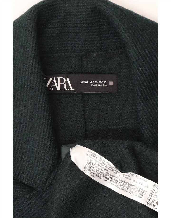 Zara Γυναικείο Παλτό με διπλό στήθος UK 4 XS Green Polyester