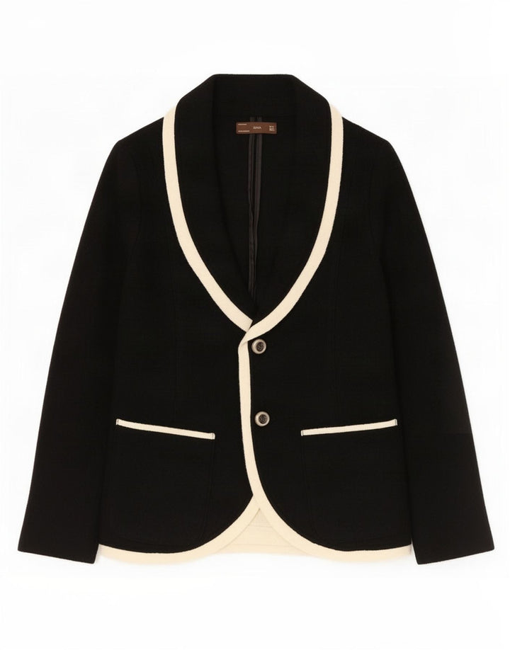 Zara Γυναικείο μπουφάν Blazer UK 14 Large Black Wool με 2 κουμπιά