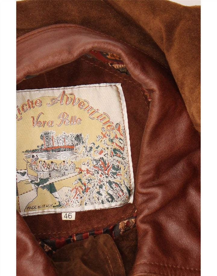 Vintage Ανδρικό Loose Fit Suede Jacket IT 46 Small Brown Δερμάτινο