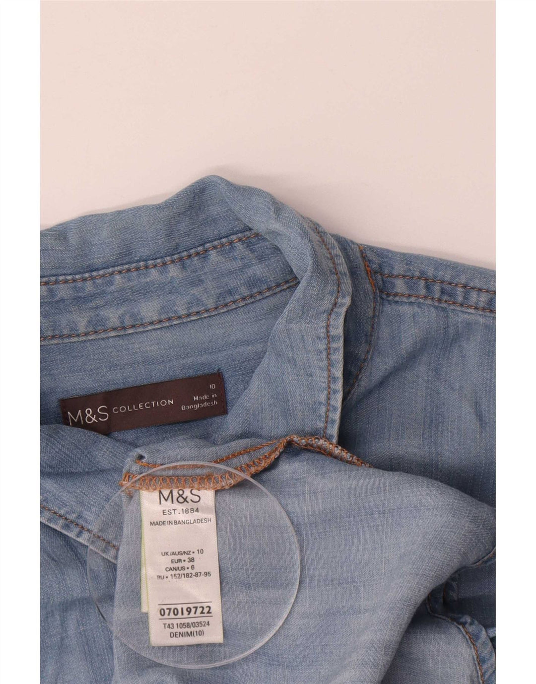 Marks & Spencer Γυναικείο υπερμεγέθη τζιν πουκάμισο UK 10 Small Blue Lyocell
