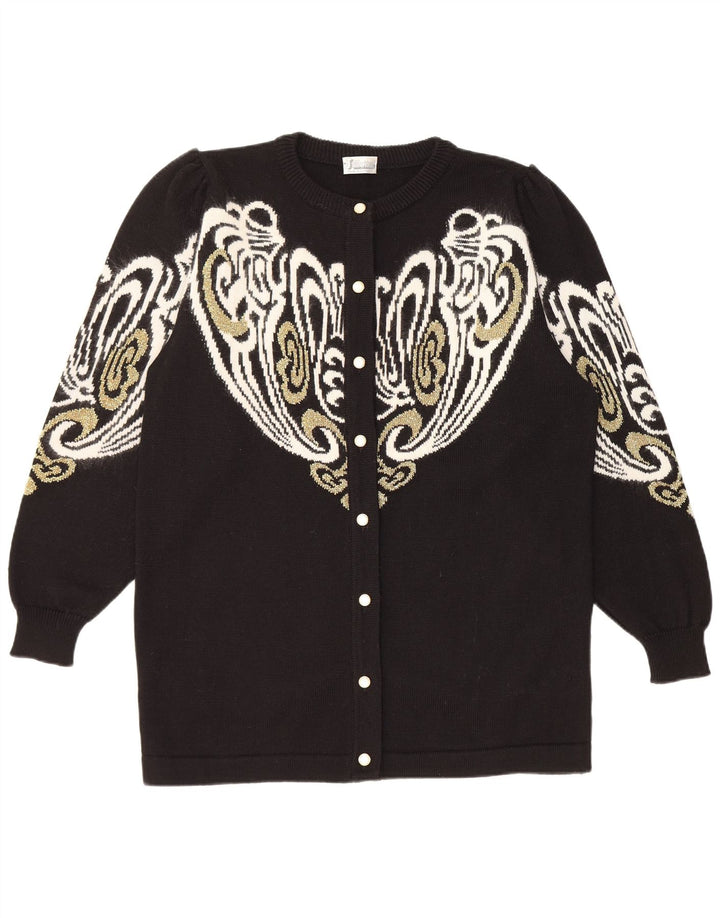 Vintage γυναικεία ζακέτα πουλόβερ EU 38/40 Μεσαίο μαύρο ακρυλικό Paisley