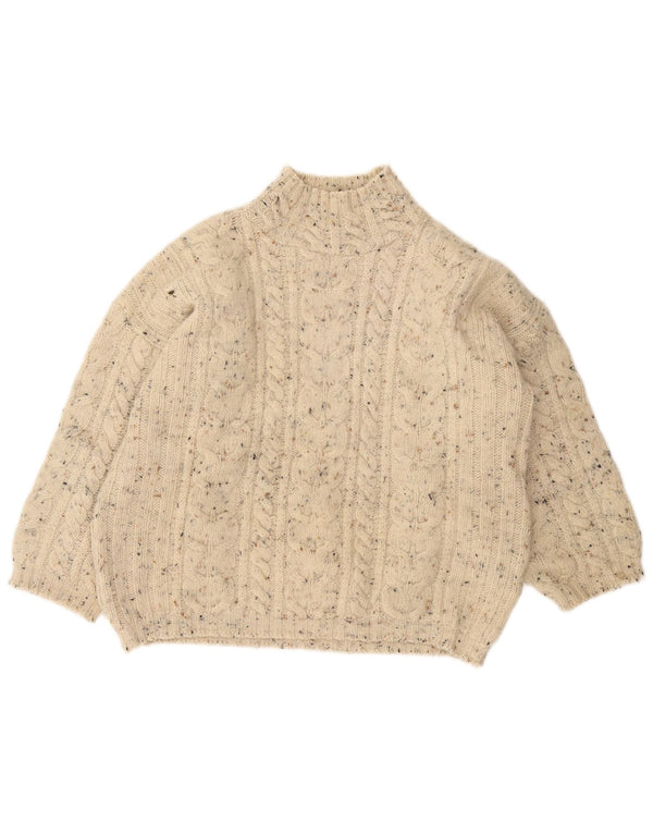 Γυναικείο πουλόβερ με λαιμό χελώνα VINTAGE UK 18 XL σε ανοιχτό λευκό φλύκταινα