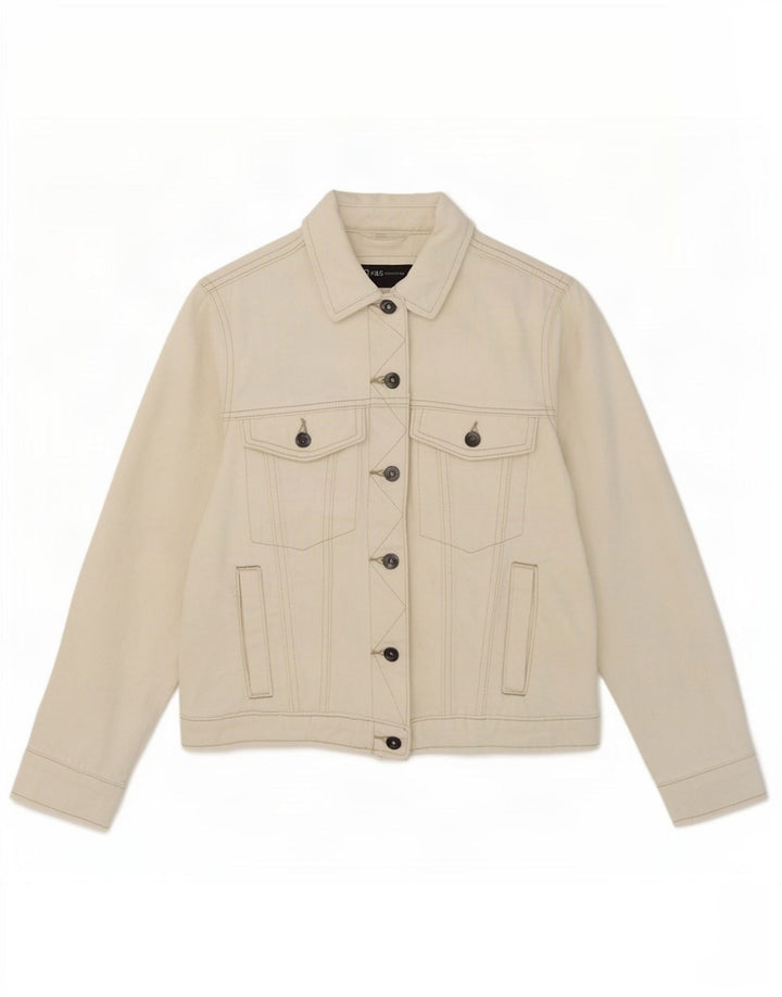 Marks & Spencer Γυναικείο Τζιν Μπουφάν UK 8 Small White Cotton