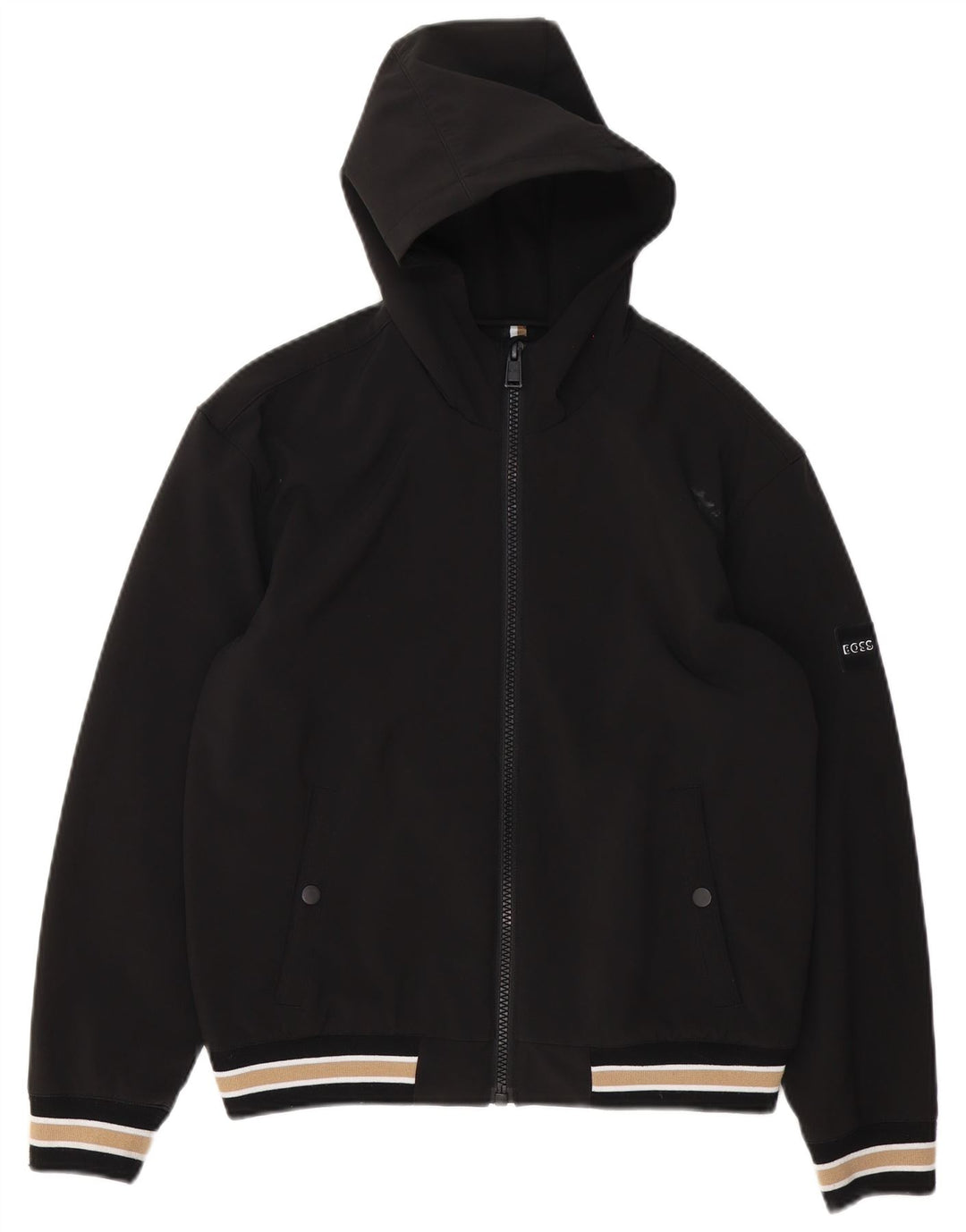 Hugo Boss Boys Hooded Bomber Jacket 13-14 Years Small Black ριγέ