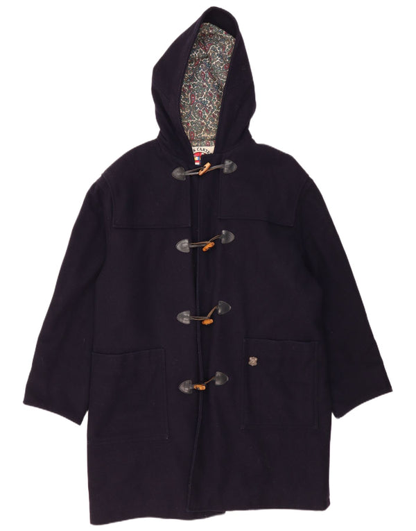 Vintage Ανδρική κουκούλα Loose Fit Duffle Coat IT 48 Medium Navy Blue Wool