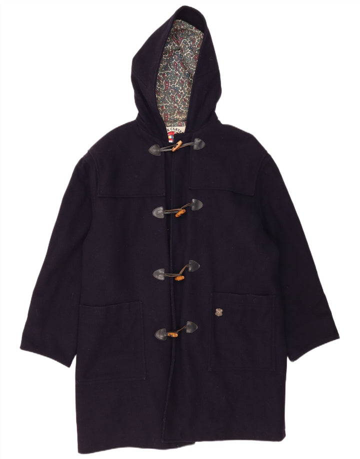 Vintage Ανδρική κουκούλα Loose Fit Duffle Coat IT 48 Medium Navy Blue Wool