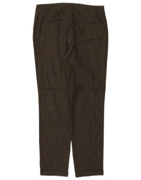 Zara γυναικείο ίσιο casual παντελόνι XS W25 L27 Πράσινη βισκόζη Houndstooth