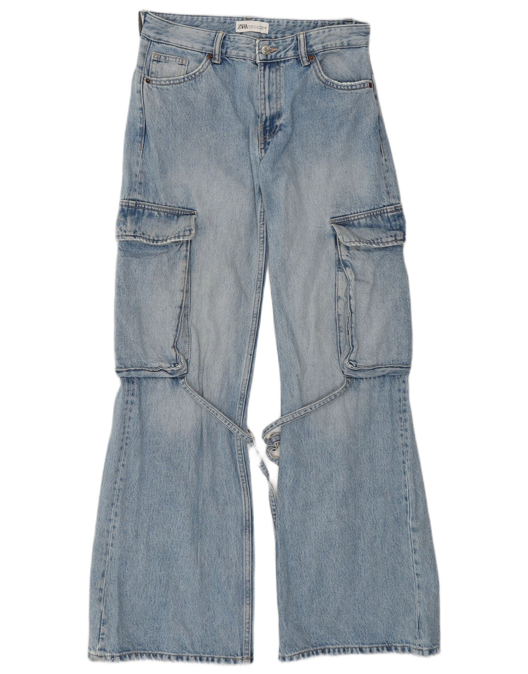 Γυναικείο τζιν ZARA Cargo Flared EU 36 XS W26 L32 Μπλε βαμβακερό