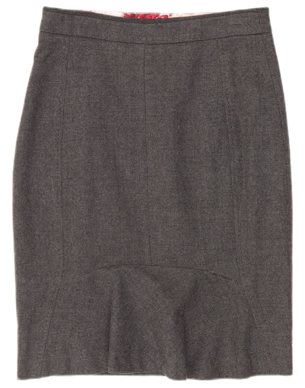 Γυναικεία Pencil Φούστα Ted Baker Μέγεθος 1 XS W26 Γκρι παρθένο μαλλί