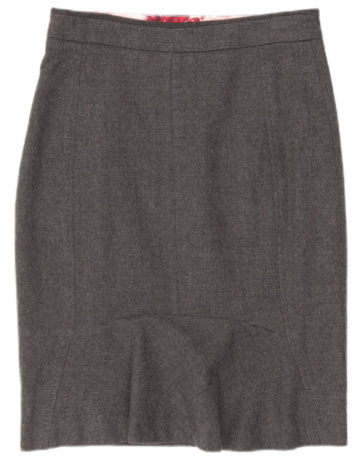 Γυναικεία Pencil Φούστα Ted Baker Μέγεθος 1 XS W26 Γκρι παρθένο μαλλί