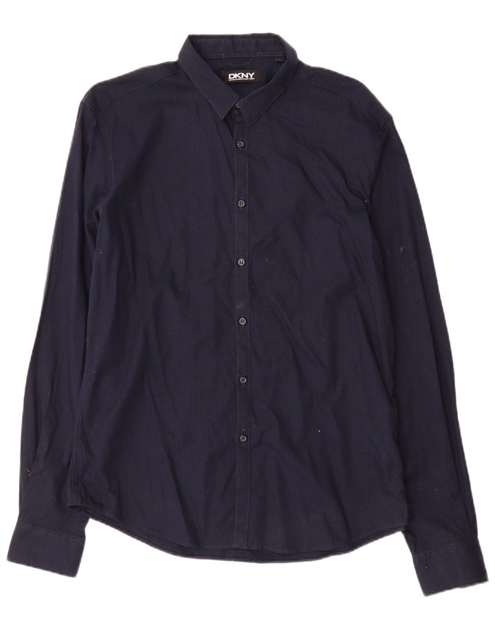 Ανδρικό πουκάμισο Dkny Μεγάλο Navy Blue Gingham Cotton