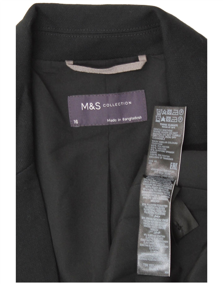 Marks & Spencer Γυναικείο μπουφάν σακάκι με 1 κουμπί UK 16 μεγάλο μαύρο πολυεστέρα