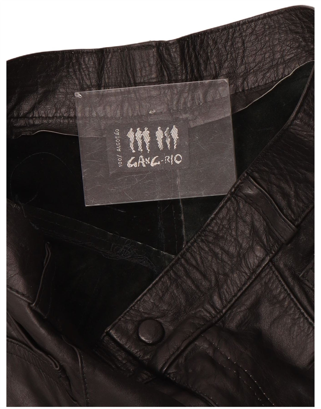 VINTAGE Γυναικείο ψηλόμεσο δερμάτινο σορτς W26 Small μαύρο δέρμα