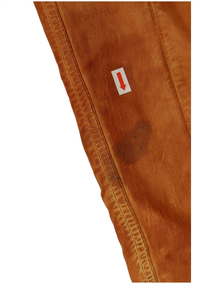 Gipsy Womens Leather Biker Jacket UK 14 Medium Brown Δερμάτινο