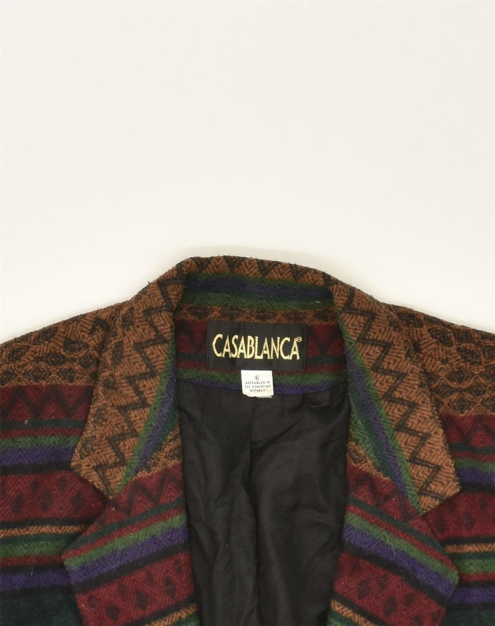 CASA BLANCA Womens 2 Button Blazer Jacket US 6 Medium Brown Fair Isle | Vintage Casa Blanca | Thrift | Second-Hand Casa Blanca | Used Clothing | Messina Hembry 