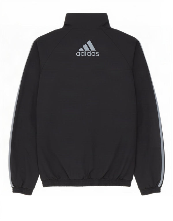 Adidas Boys Graphic Tracksuit Top Jacket 15-16 Years Black Polyester