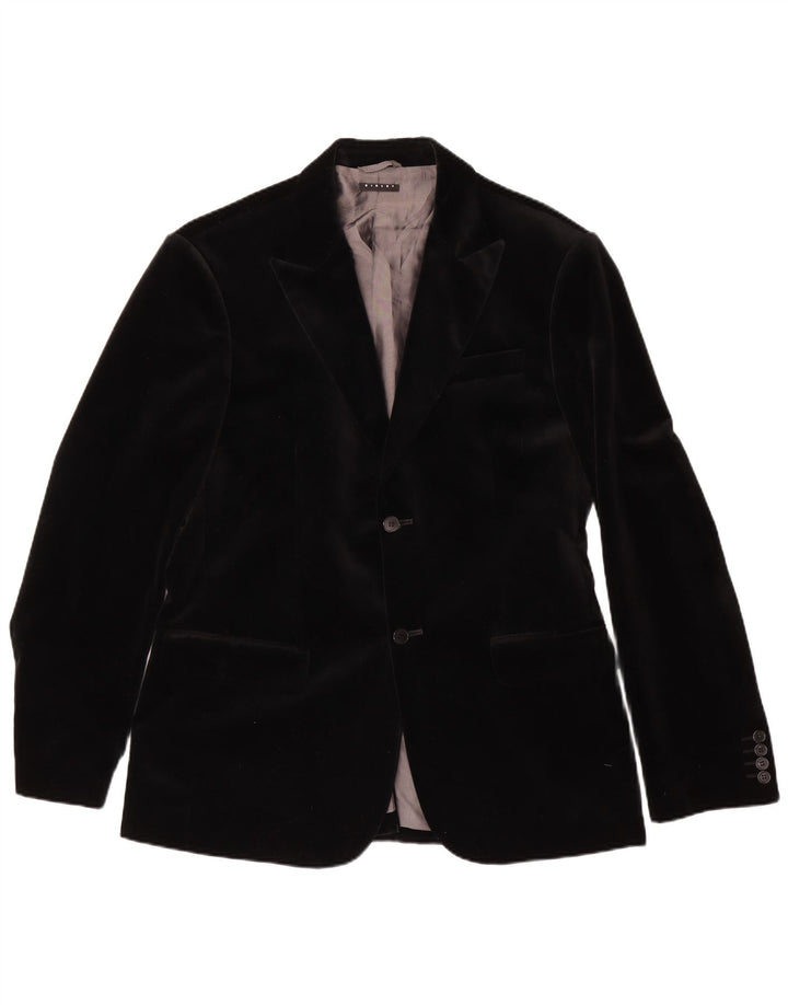 Sisley Ανδρικό βελούδινο σακάκι 2 κουμπιών IT 52 XL μαύρο βαμβακερό