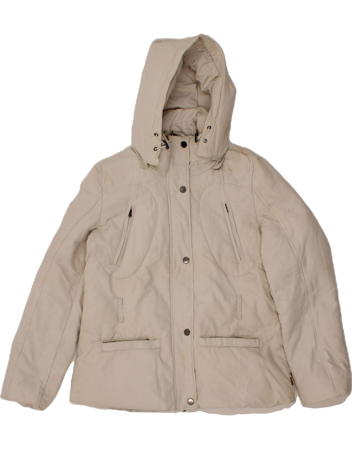 KAPPA Womens Hooded Padded Jacket UK 16 Large Off White Cotton Vintage Kappa and Second-Hand Kappa from Messina Hembry 