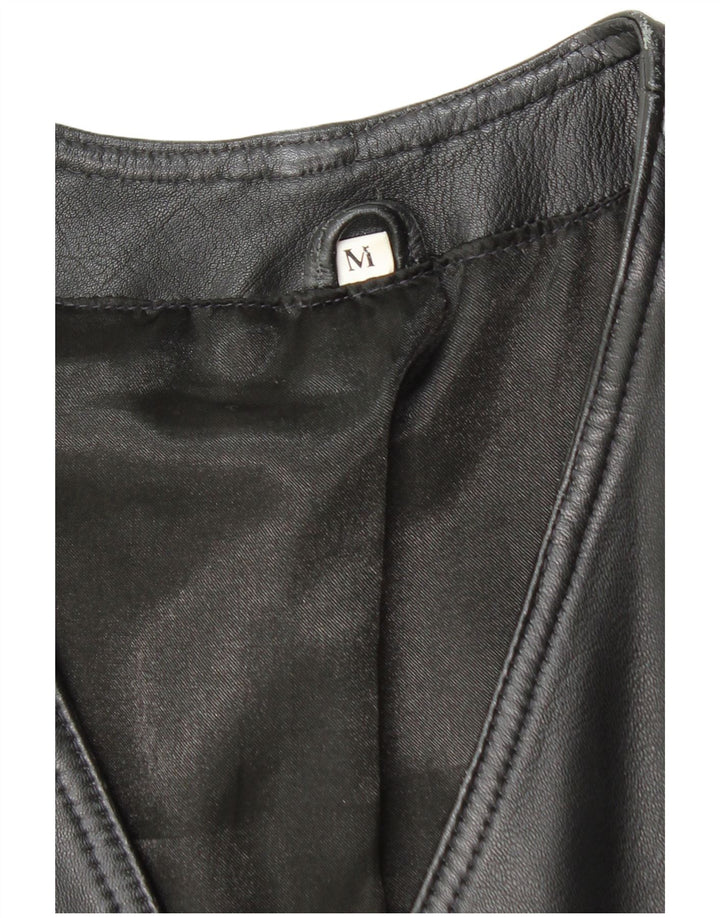 Vintage γυναικείο δερμάτινο φόρεμα UK 12 Medium μαύρο δέρμα