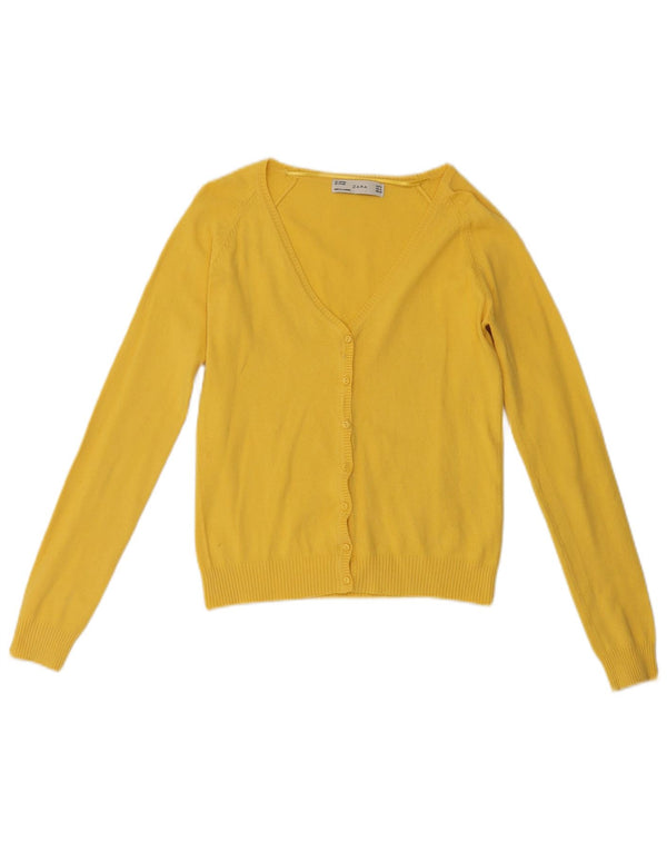 Zara Γυναικεία Ζακέτα Crop UK 10 Small Yellow Cotton