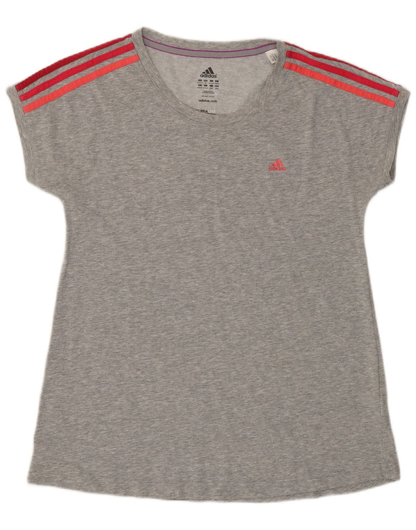 Γυναικείο T-Shirt Climalite ADIDAS Top UK 12/14 Μεσαίο γκρι βαμβακερό