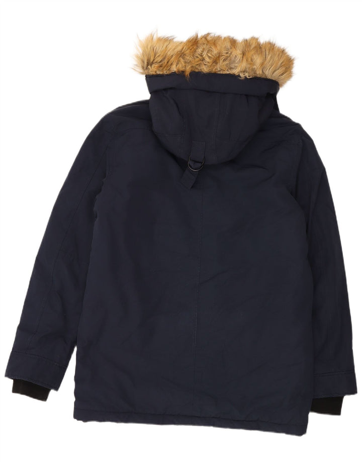 ZARA Ανδρικό μπουφάν Parka με κουκούλα UK 40 Large Navy Blue Polyester