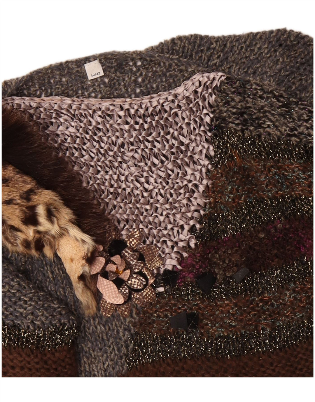 VINTAGE Γυναικείο πουλόβερ με λαιμόκαυστο EU 40/42 Medium Grey Colourblock