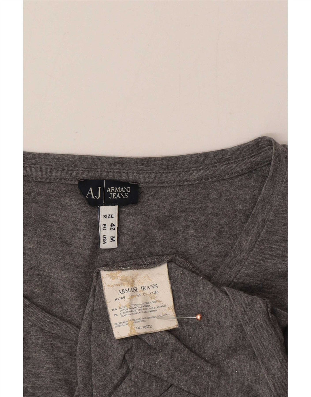 Armani Jeans Γυναικείο τοπ μακρυμάνικο UK 12 μεσαίο γκρι βαμβακερό