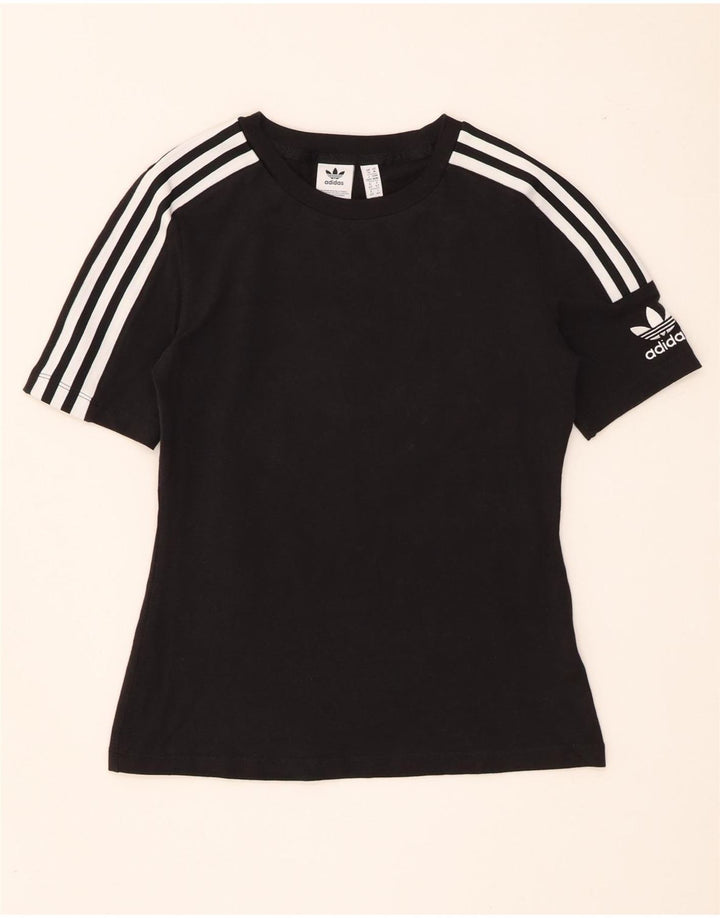 Adidas Γυναικείο T-Shirt Top UK 14 Μεσαίο μαύρο βαμβακερό