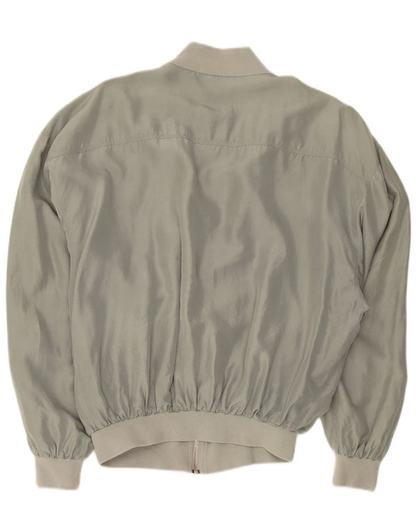 Manhattan Mens Bomber Jacket UK 38 Medium Grey Silk