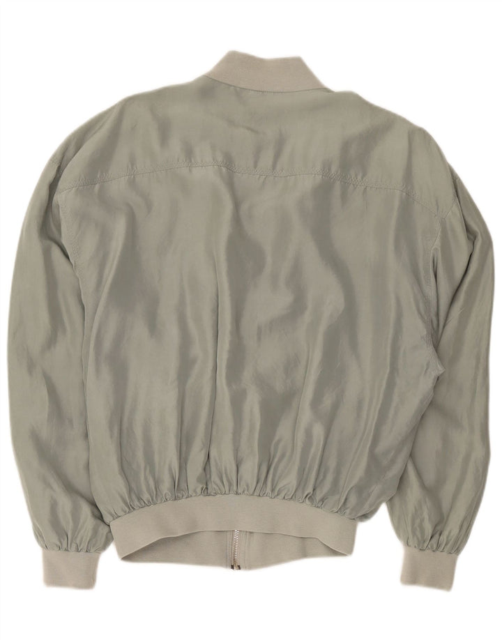 Manhattan Mens Bomber Jacket UK 38 Medium Grey Silk