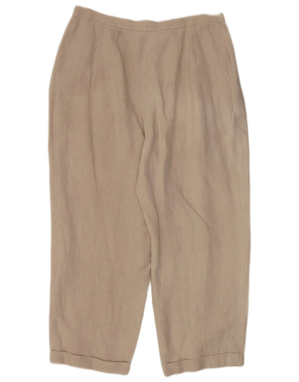 Marks & Spencer Γυναικείο κομμένο παντελόνι UK 18 XL W32 L25 Beige λινό