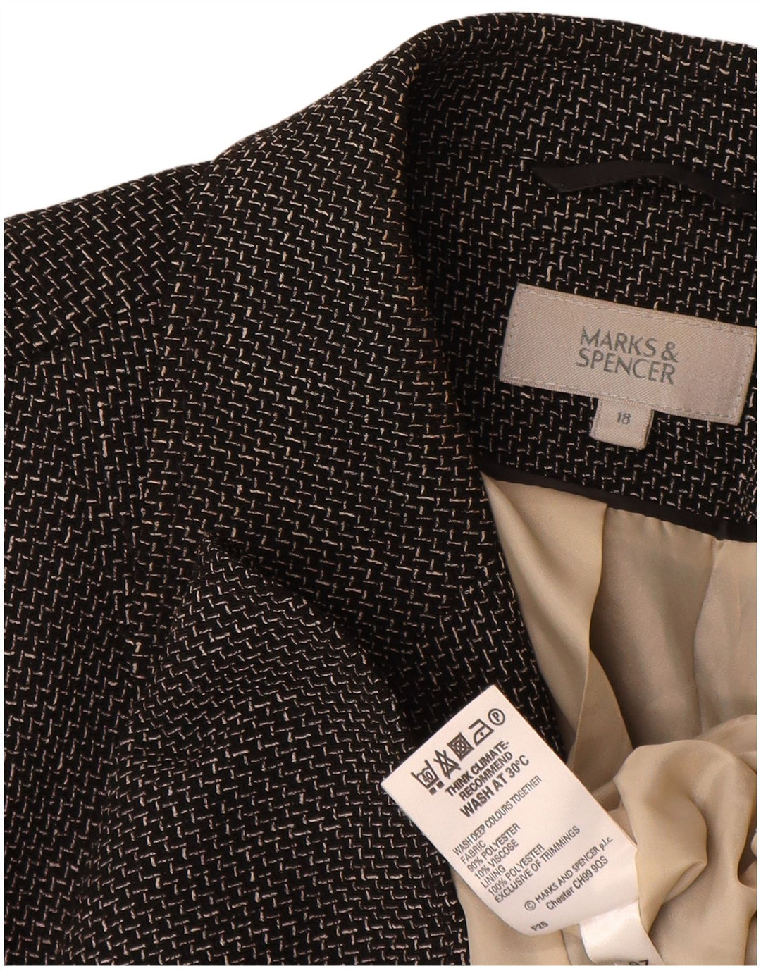 Marks & Spencer Γυναικείο Μπουφάν Blazer UK 18 XL Μαύρο Chevron