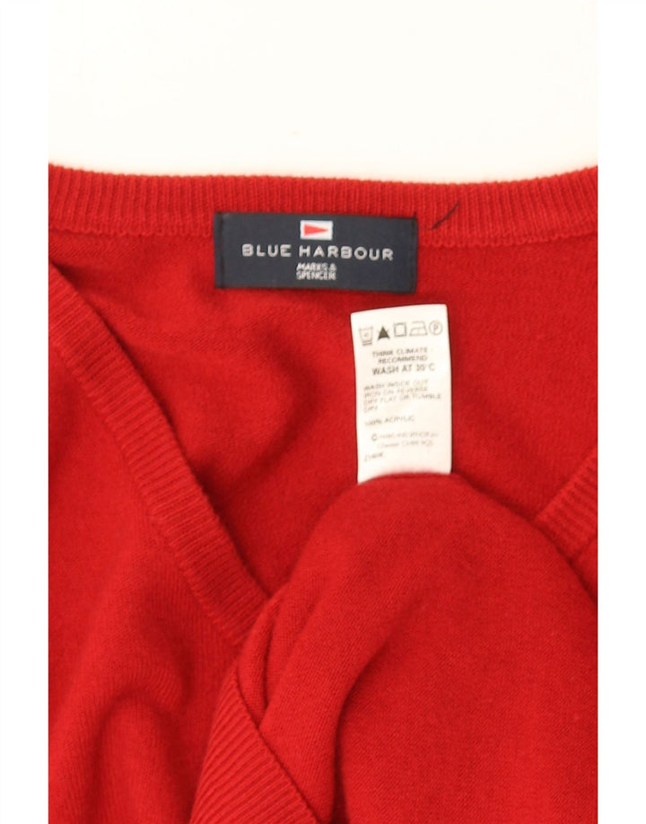 Ανδρικό πουλόβερ MARKS & SPENCER Μπλε Harbor V-Neck Jumper Μικρό κόκκινο ακρυλικό