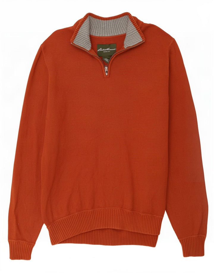 Ανδρικό πουλόβερ με φερμουάρ Eddie Bauer, μεγάλο καφέ βαμβακερό