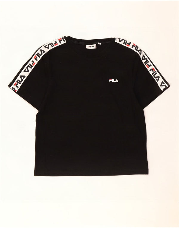 Γυναικείο γραφικό μπλουζάκι Fila Top UK 10 Small Black Colourblock Βαμβακερό