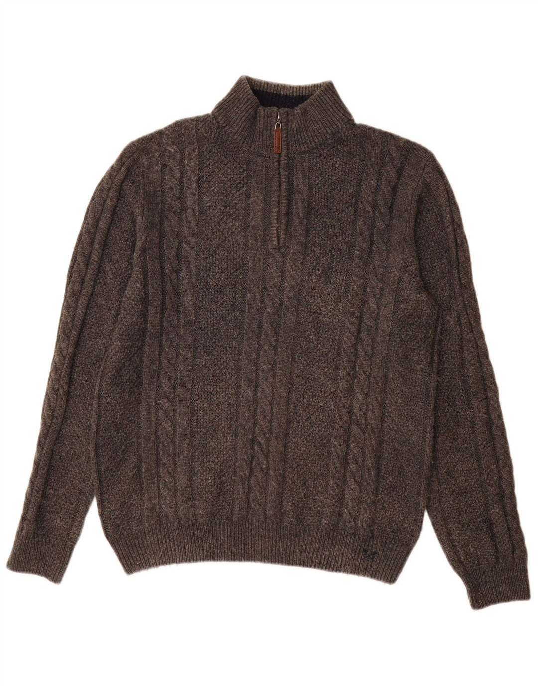 Crew Clothing Ανδρικό πουλόβερ με λαιμόκοψη με φερμουάρ μεγάλο γκρι μαλλί