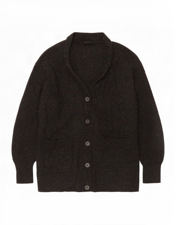Cos Γυναικείο πουλόβερ με ζακέτα UK 10 Small Black Flecked Wool