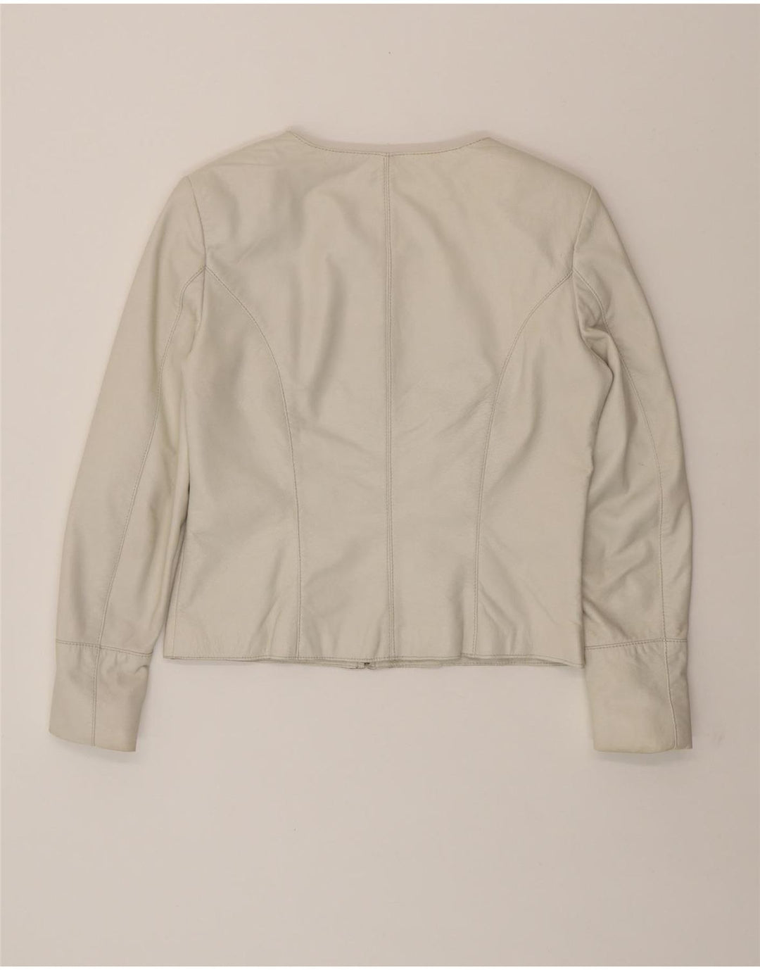 CIGNO NERO Womens Crop Leather Jacket EU 38 Medium White Leather Vintage Cigno Nero and Second-Hand Cigno Nero from Messina Hembry 