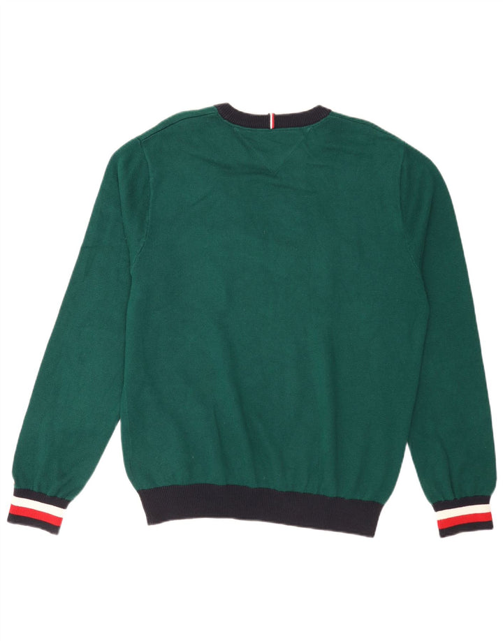 Ανδρικό πουλόβερ με λαιμόκοψη Tommy Hilfiger με μεσαίο πράσινο χρώμα