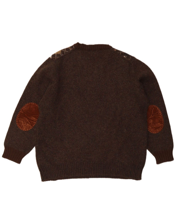 Ανδρικό πουλόβερ Trussardi Crew Neck Jumper Large Brown Argyle/Diamond