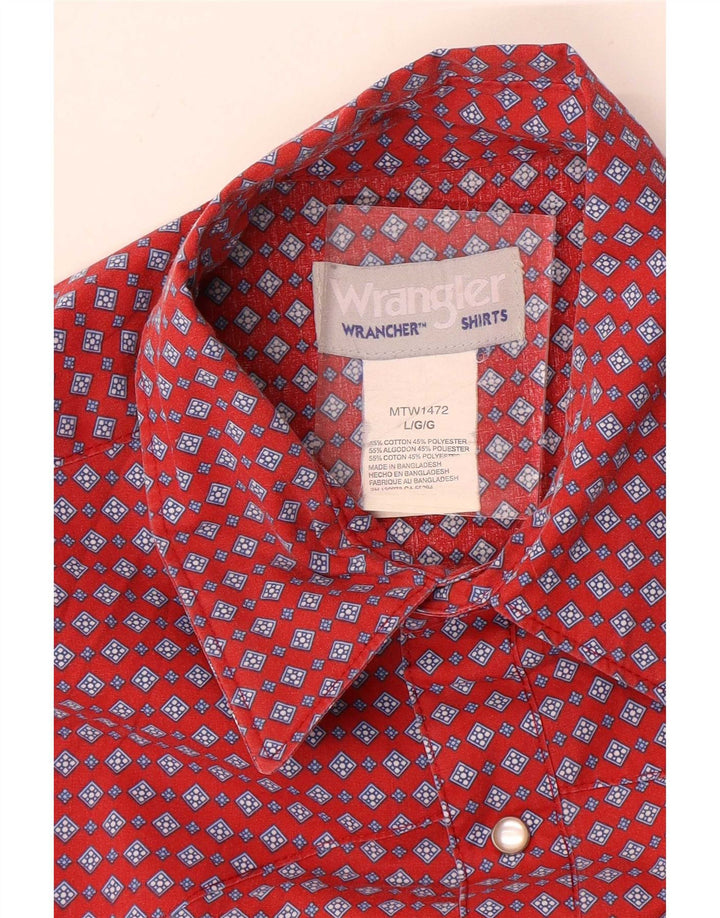 Ανδρικό κοντομάνικο πουκάμισο Wrangler κόκκινο μεγάλο γεωμετρικό βαμβάκι