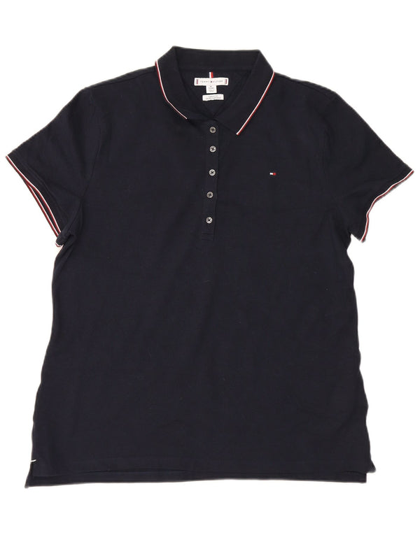 Tommy Hilfiger γυναικείο κλασικό μπλουζάκι πόλο UK 18 XL Navy Blue ριγέ