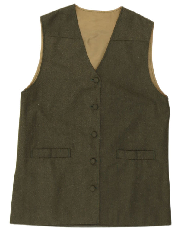 VINTAGE Γυναικείο Gilet UK 16 Large Khaki