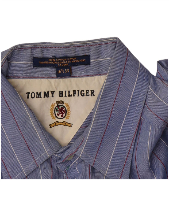 Ανδρικό πουκάμισο Tommy Hilfiger Size 16 1/2 Large Blue ριγέ βαμβακερό
